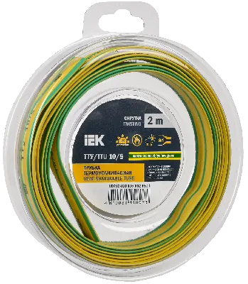 Трубка термоусадочная ТТУ нг-LS 10/5 желто-зеленая (2м/упак) IEK
