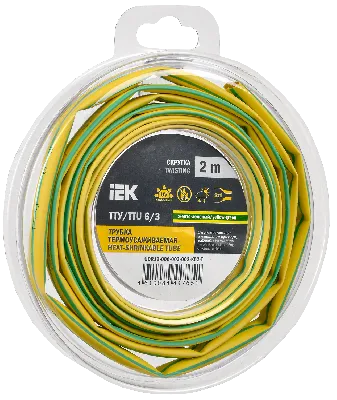 Трубка термоусадочная ТТУ нг-LS 6/3 желто-зеленая (2м/упак) IEK