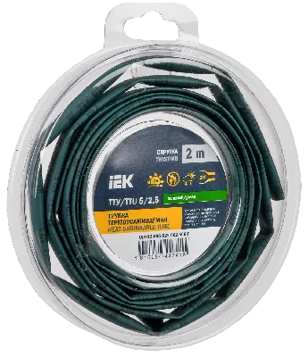 Трубка термоусадочная ТТУ нг-LS 5/2,5 зеленая (2м/упак) IEK