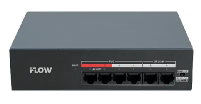 Коммутатор неуправляемый 4x100Мбит/с (RJ45 с PoE) , 2x100Мбит/с (RJ45) 35Вт