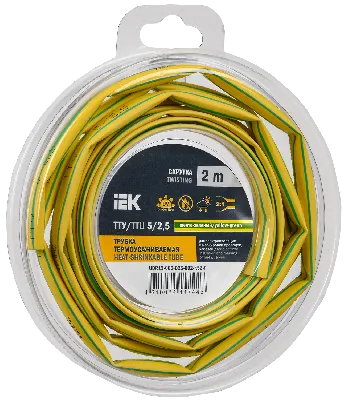 Трубка термоусадочная ТТУ нг-LS 5/2,5 желто-зеленая (2м/упак) IEK